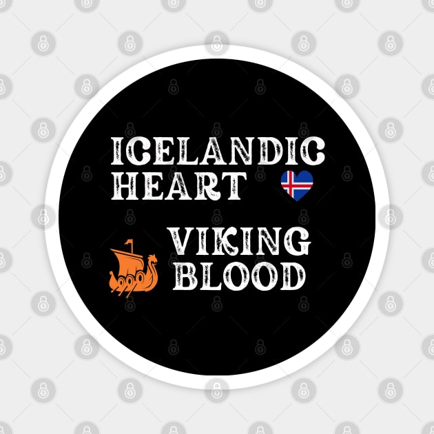 Icelandic Heart Viking Blood. White text,  Gift ideas for historical enthusiasts. Magnet by Papilio Art